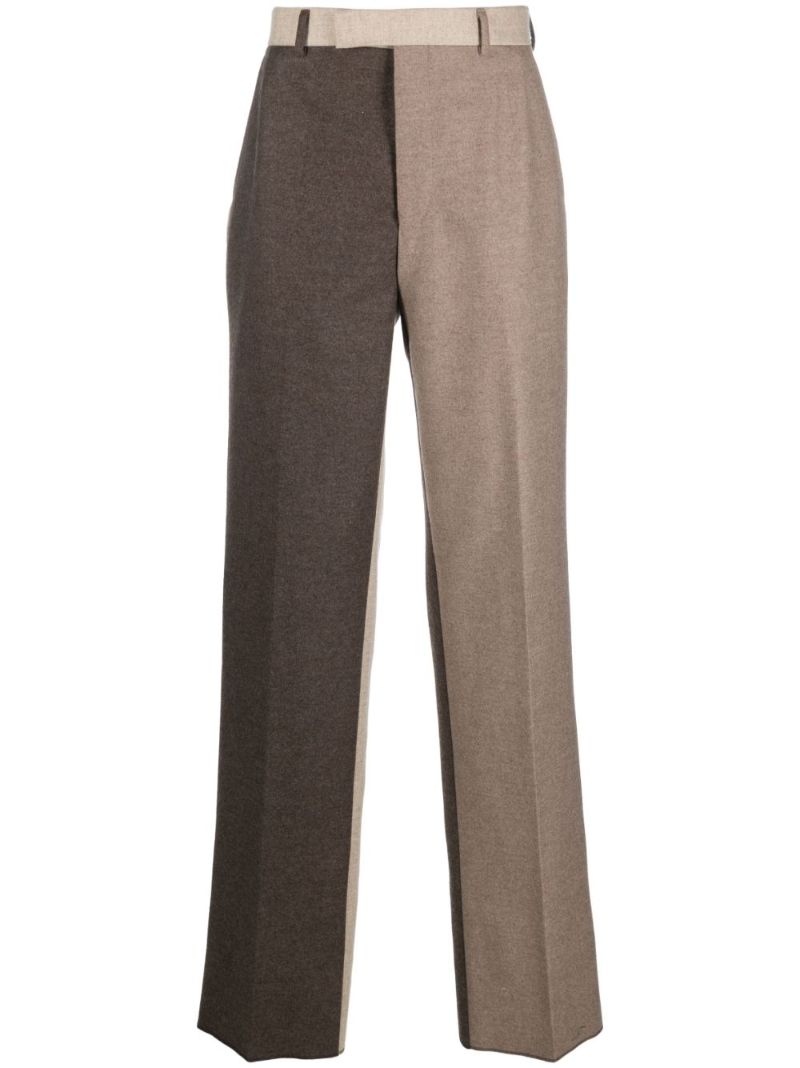 Brown Colour-block Wool Trousers