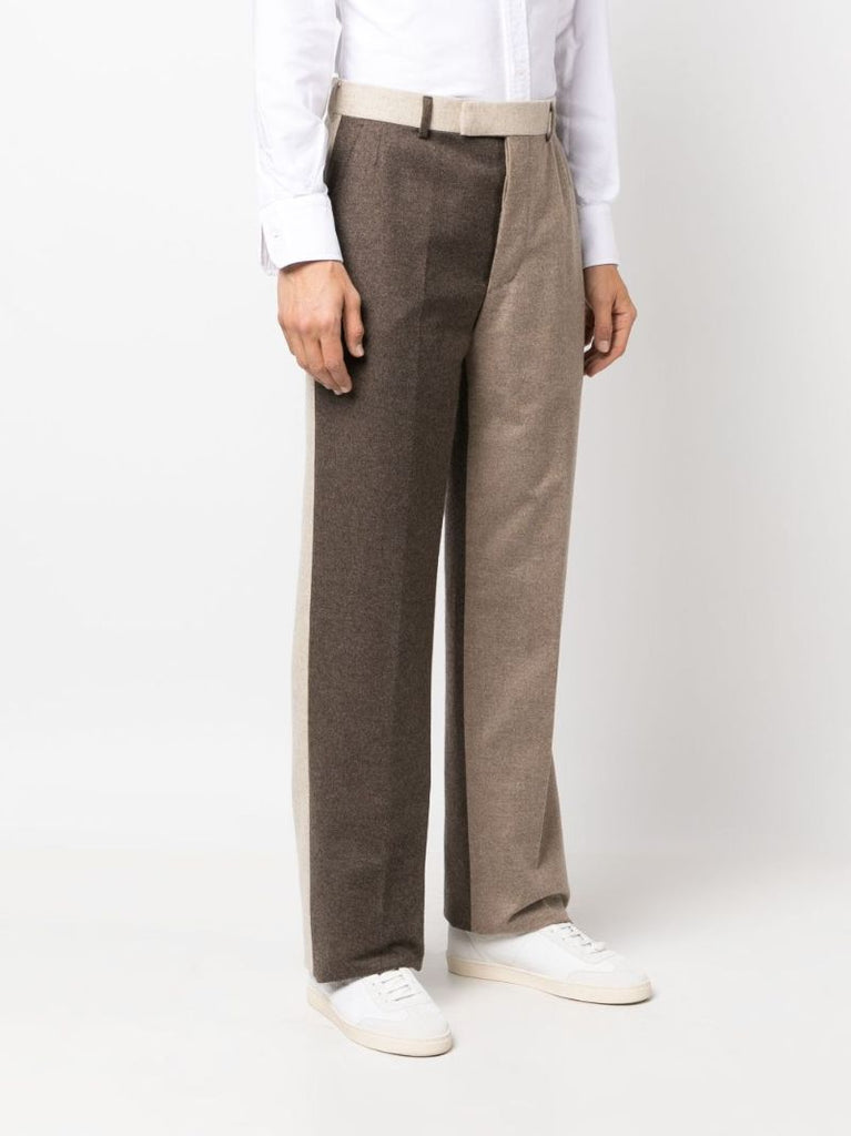 Brown Colour-block Wool Trousers
