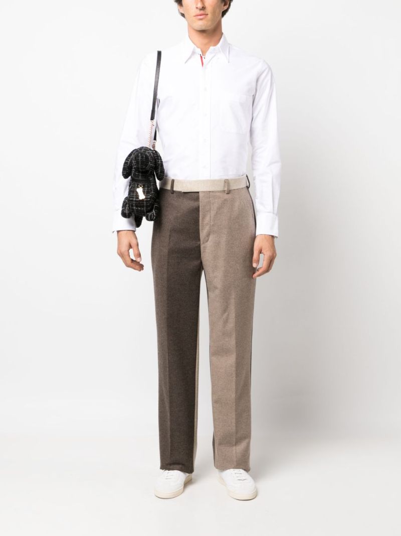 Brown Colour-block Wool Trousers
