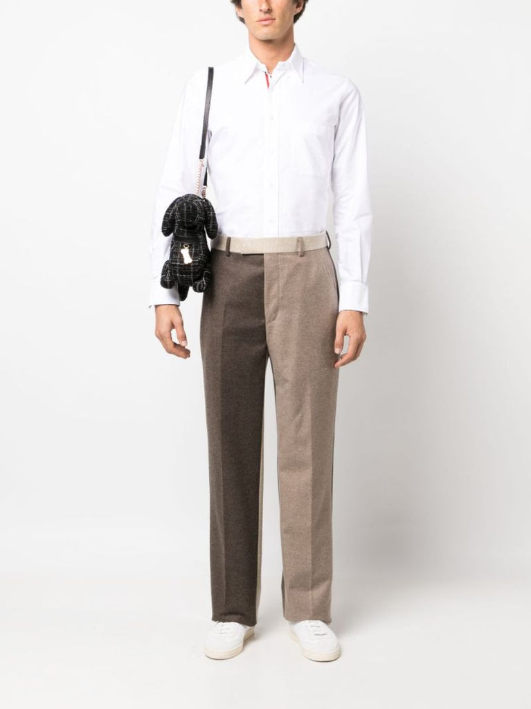 Brown Colour-block Wool Trousers