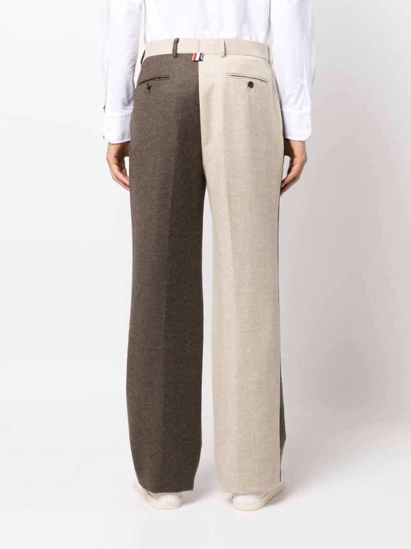 Brown Colour-block Wool Trousers