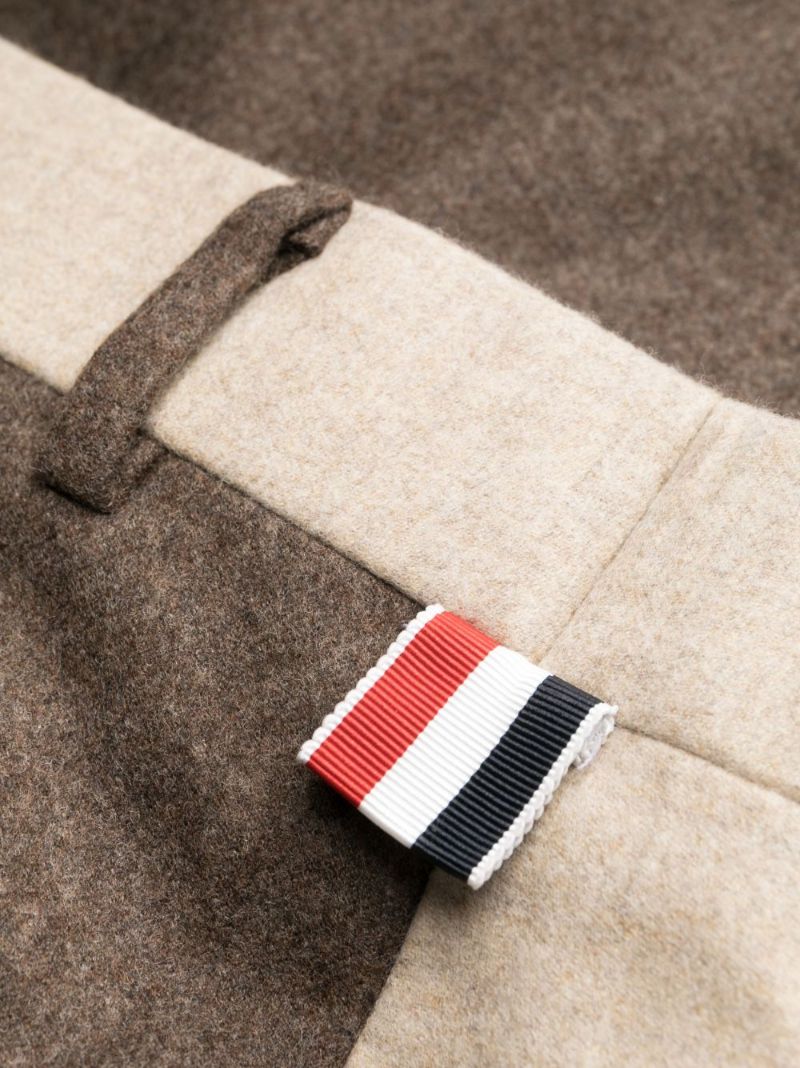 Brown Colour-block Wool Trousers