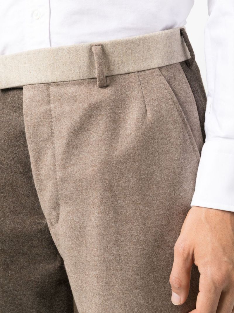 Brown Colour-block Wool Trousers