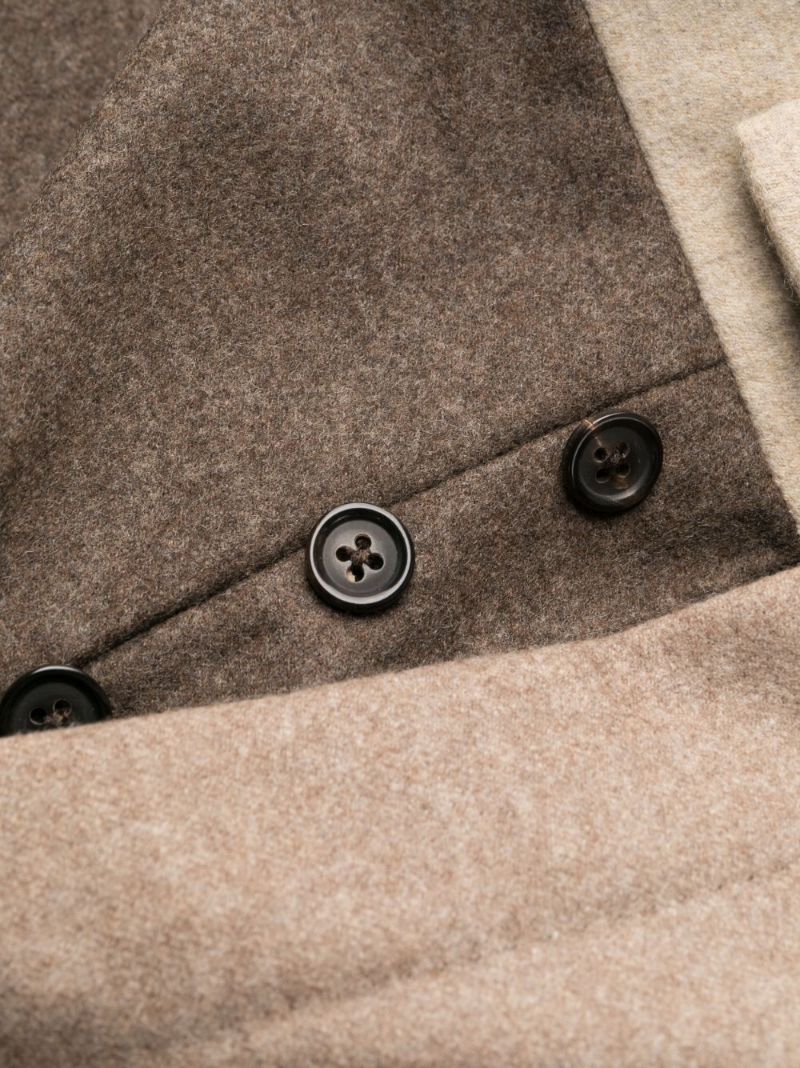 Brown Colour-block Wool Trousers