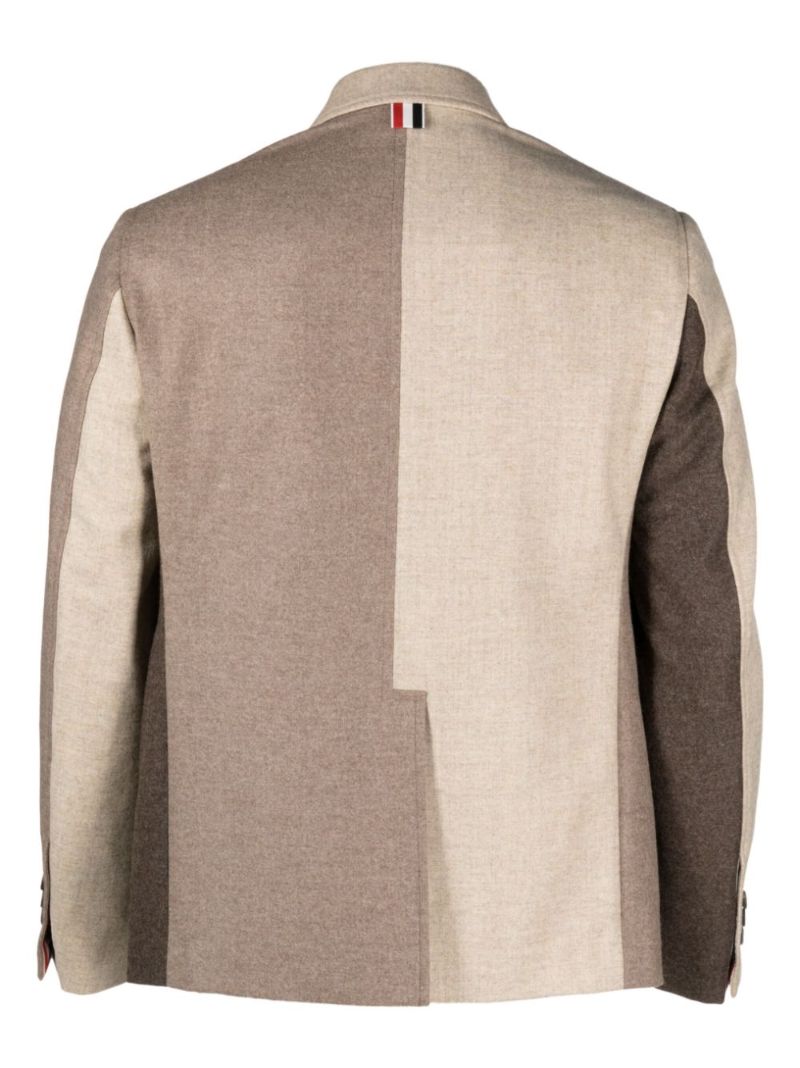 Brown Colour-block Wool Blazer