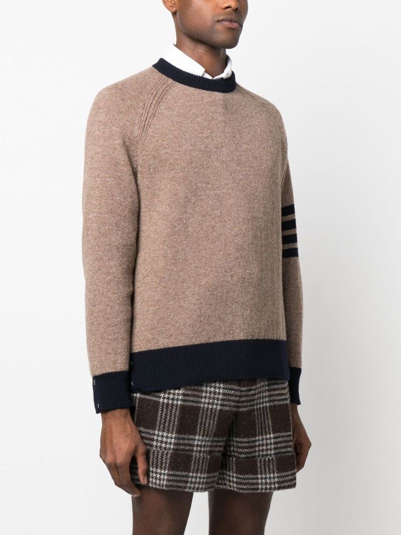 Brown 4-bar Stripe Wool Sweater