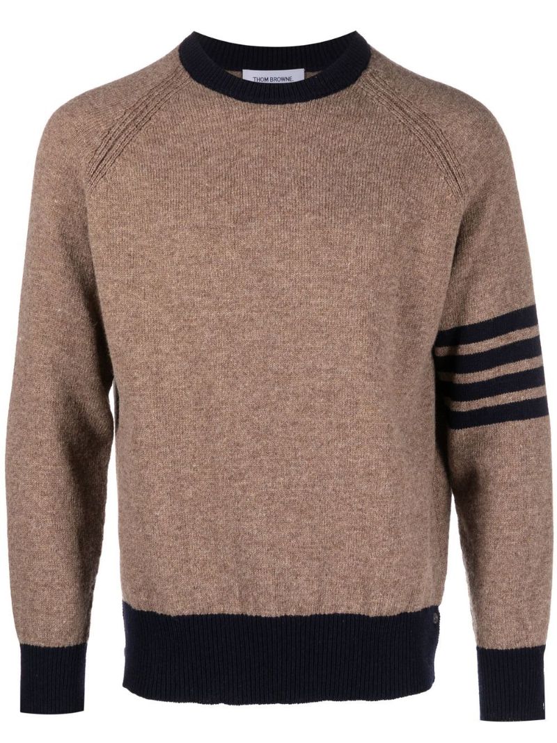 Brown 4-bar Stripe Wool Sweater