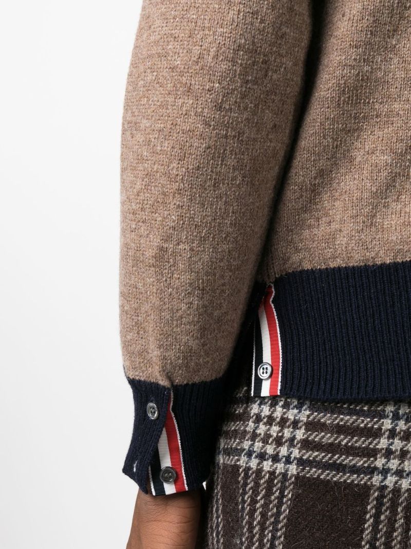Brown 4-bar Stripe Wool Sweater