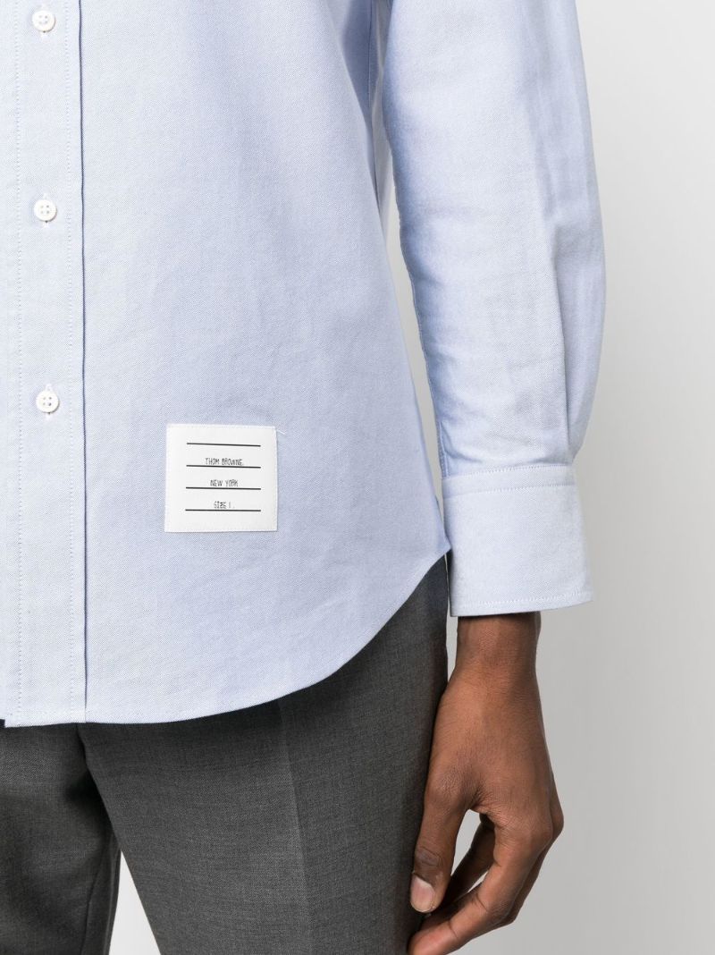 Blue Whale Tail Embroidery Cotton Shirt
