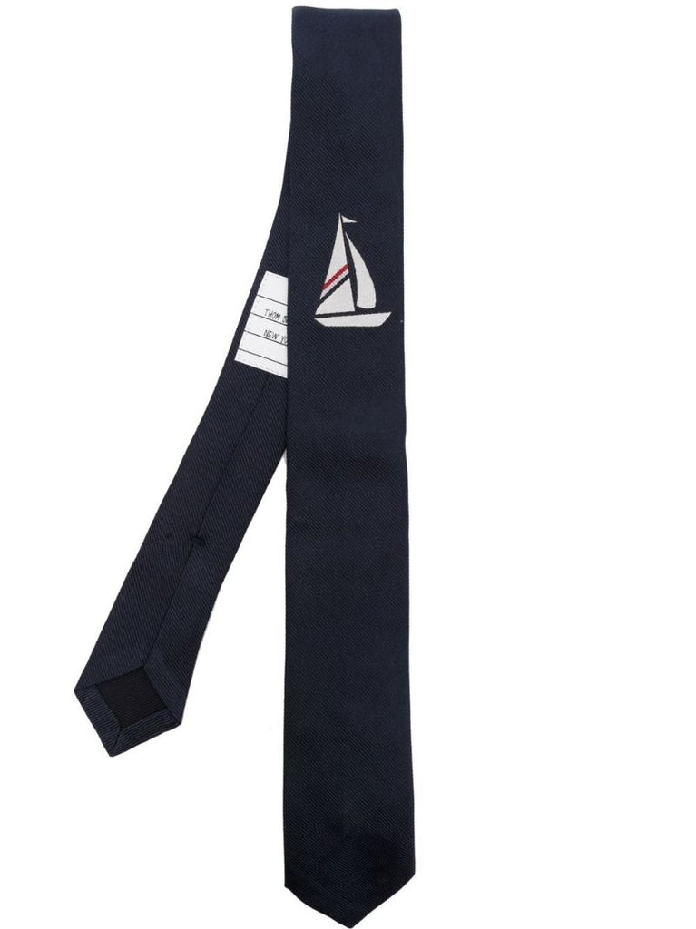Blue Sailboat Icon Jacquard Silk Tie