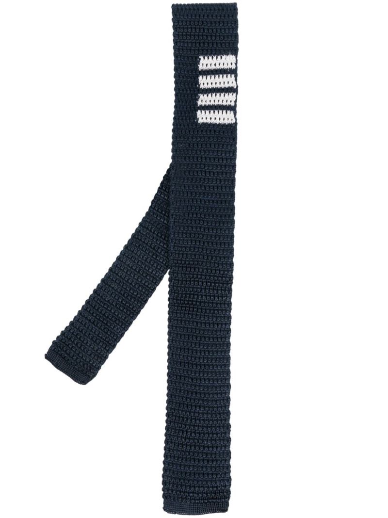Blue Reversible 4-bar Knitted Silk Tie