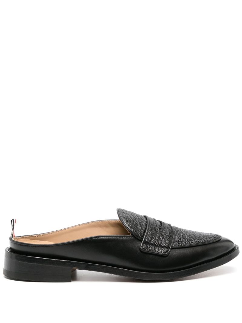 Black Varsity Leather Slippers