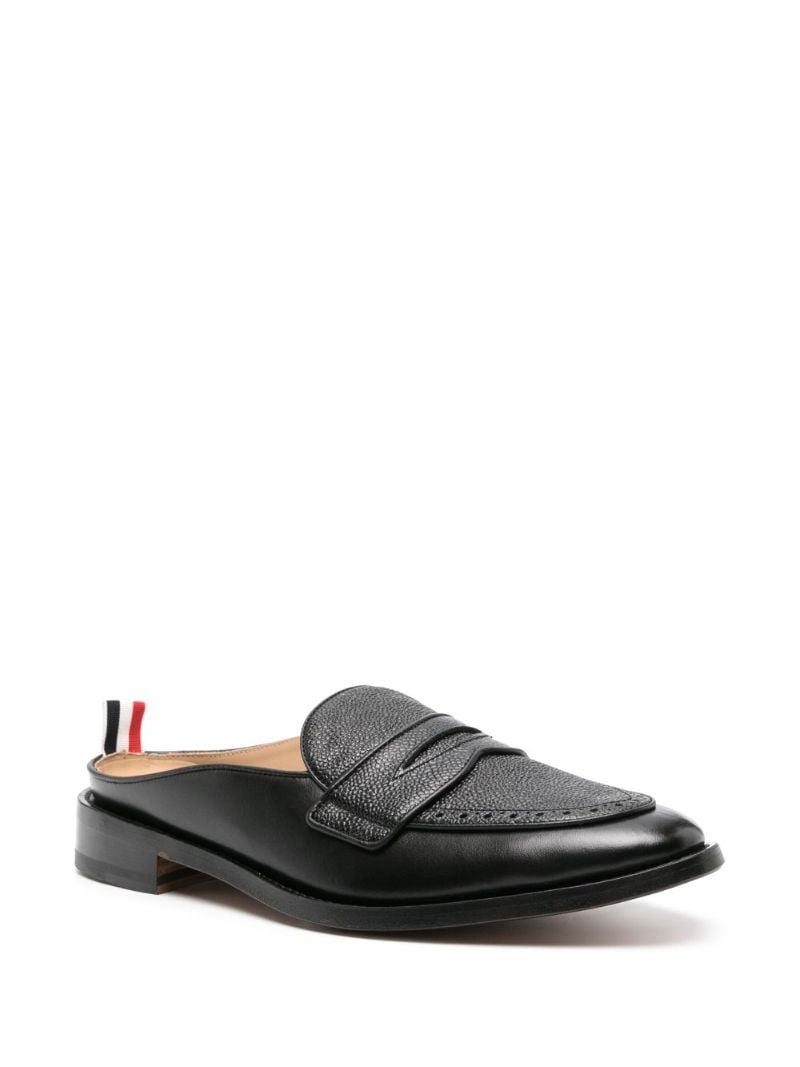 Black Varsity Leather Slippers