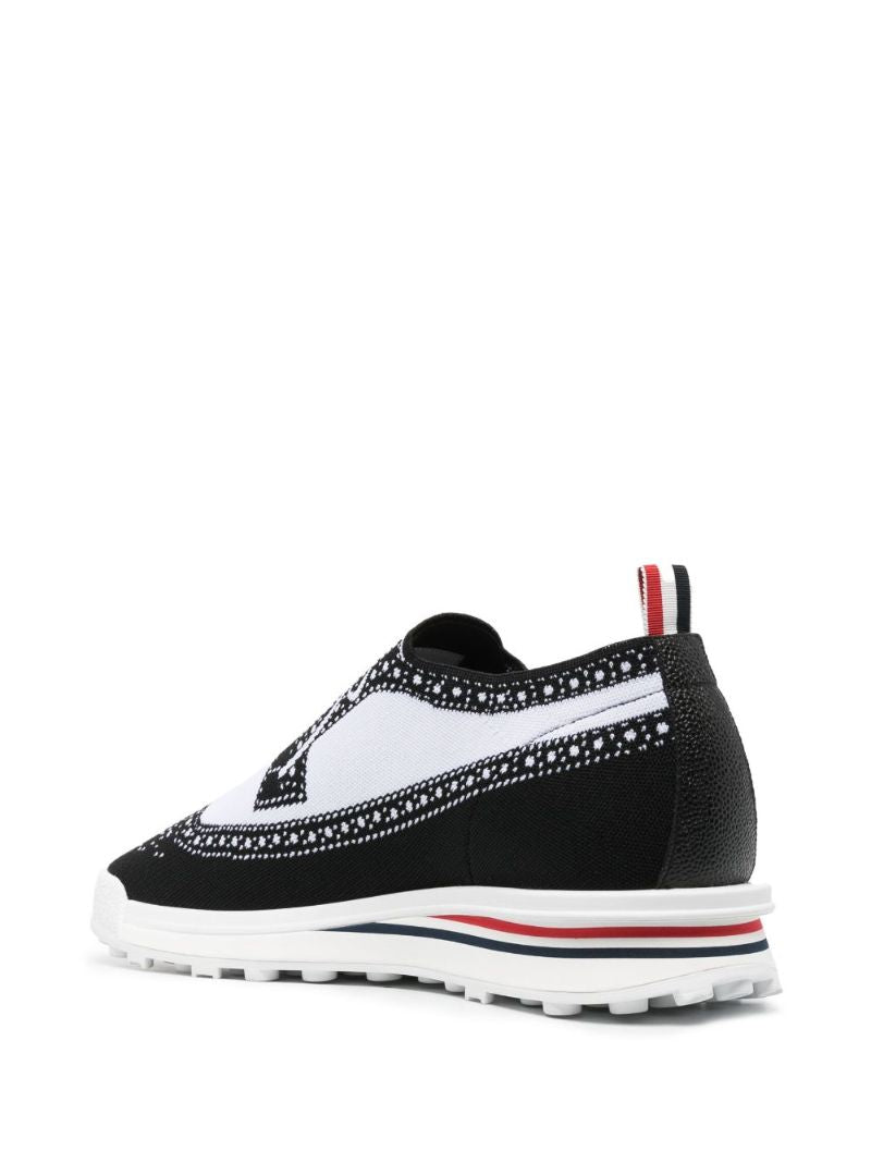 White Trompe L'oeil Longwing Knit Tech Sneakers