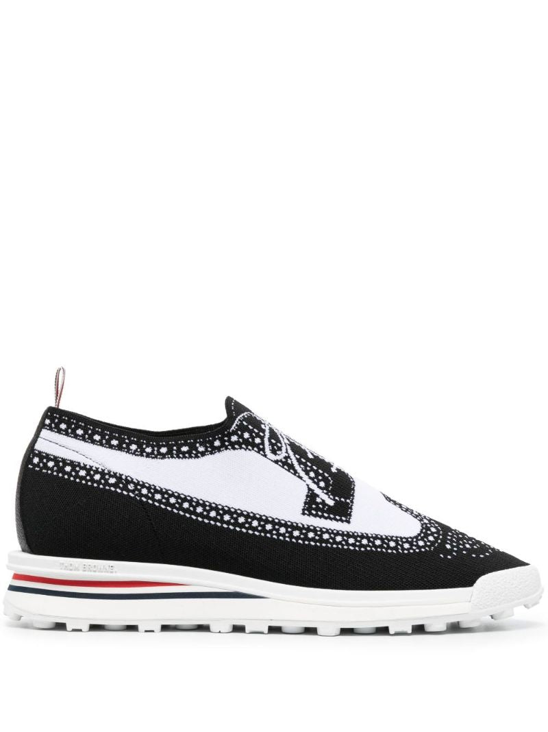 White Trompe L'oeil Longwing Knit Tech Sneakers