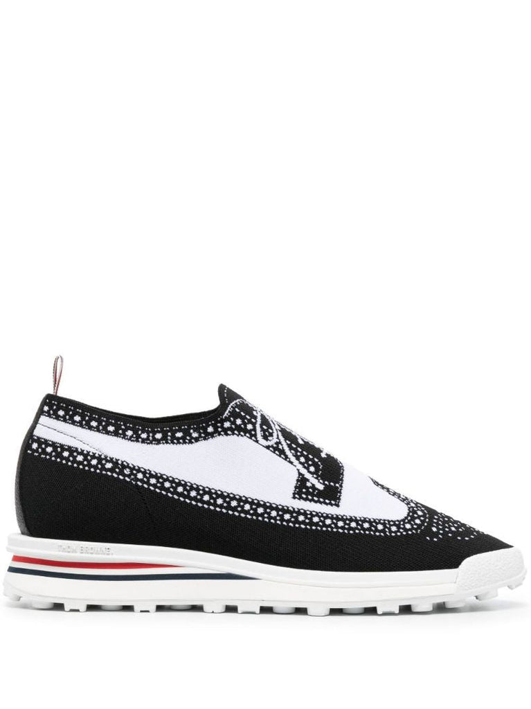 White Trompe L'oeil Longwing Knit Tech Sneakers
