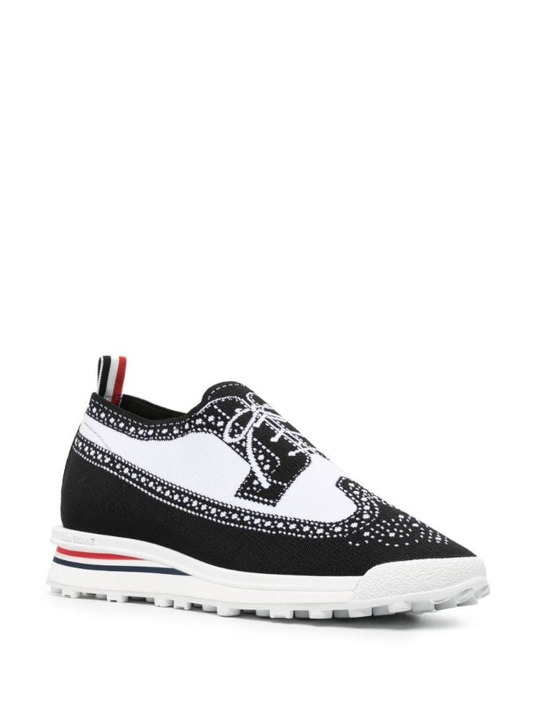 White Trompe L'oeil Longwing Knit Tech Sneakers