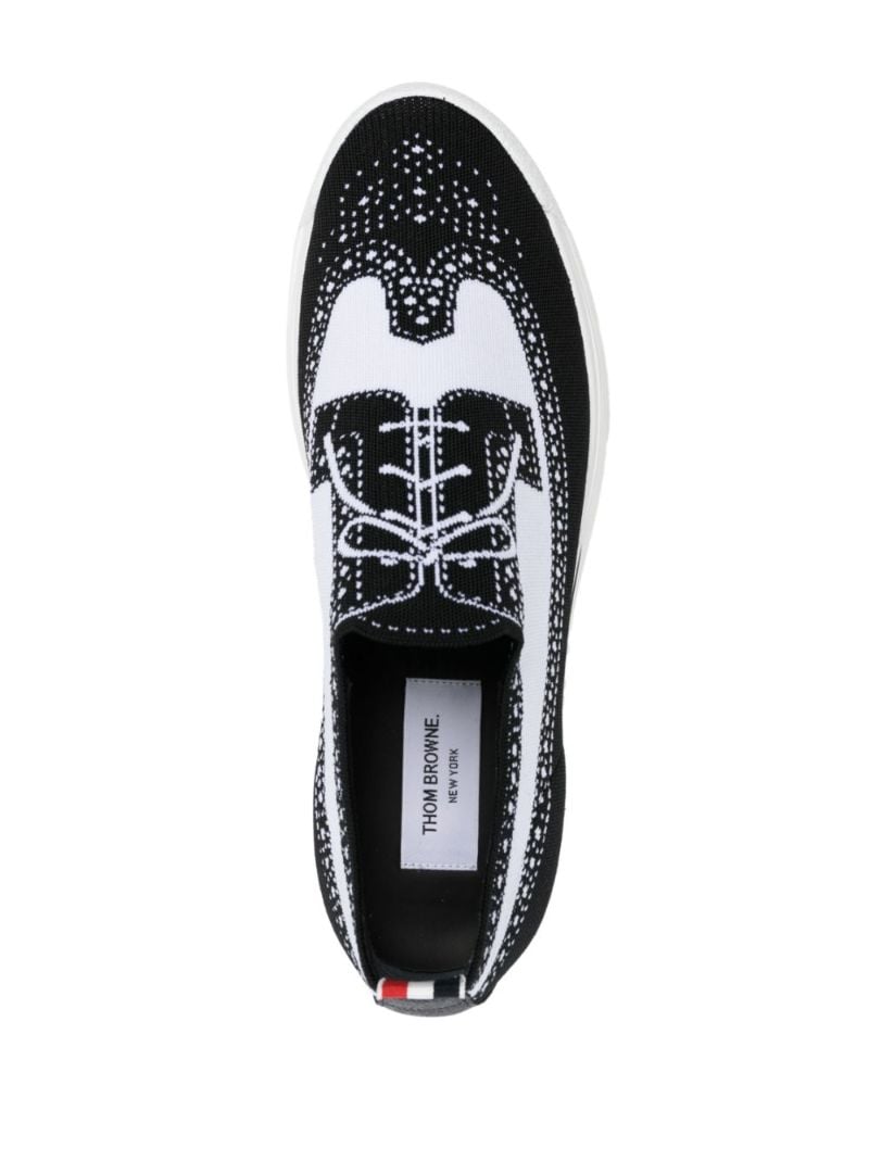 White Trompe L'oeil Longwing Knit Tech Sneakers
