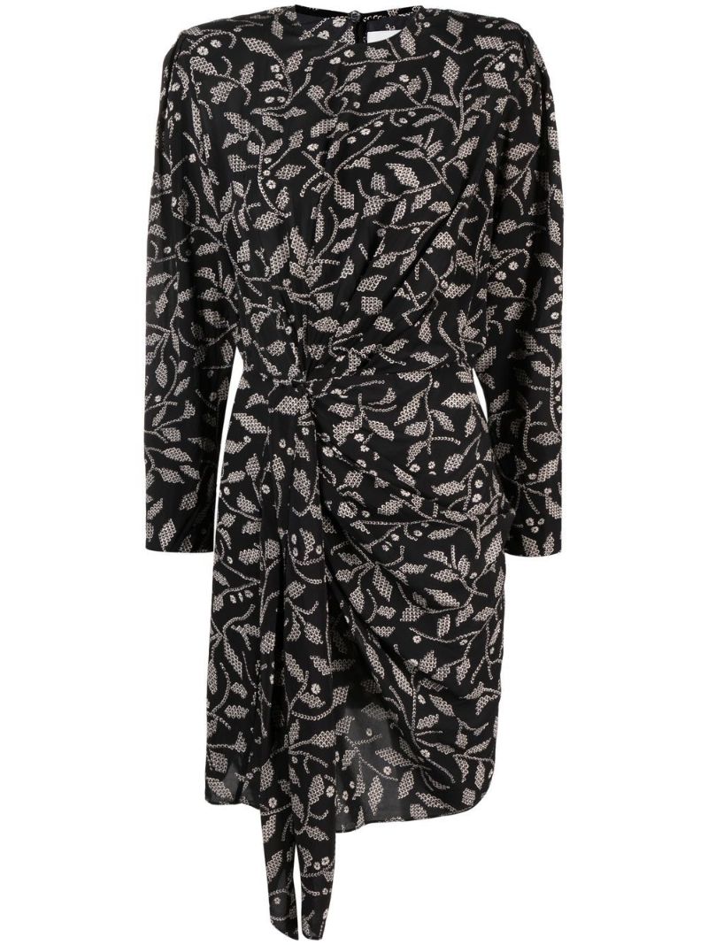 Black Floral Print Mini Dress