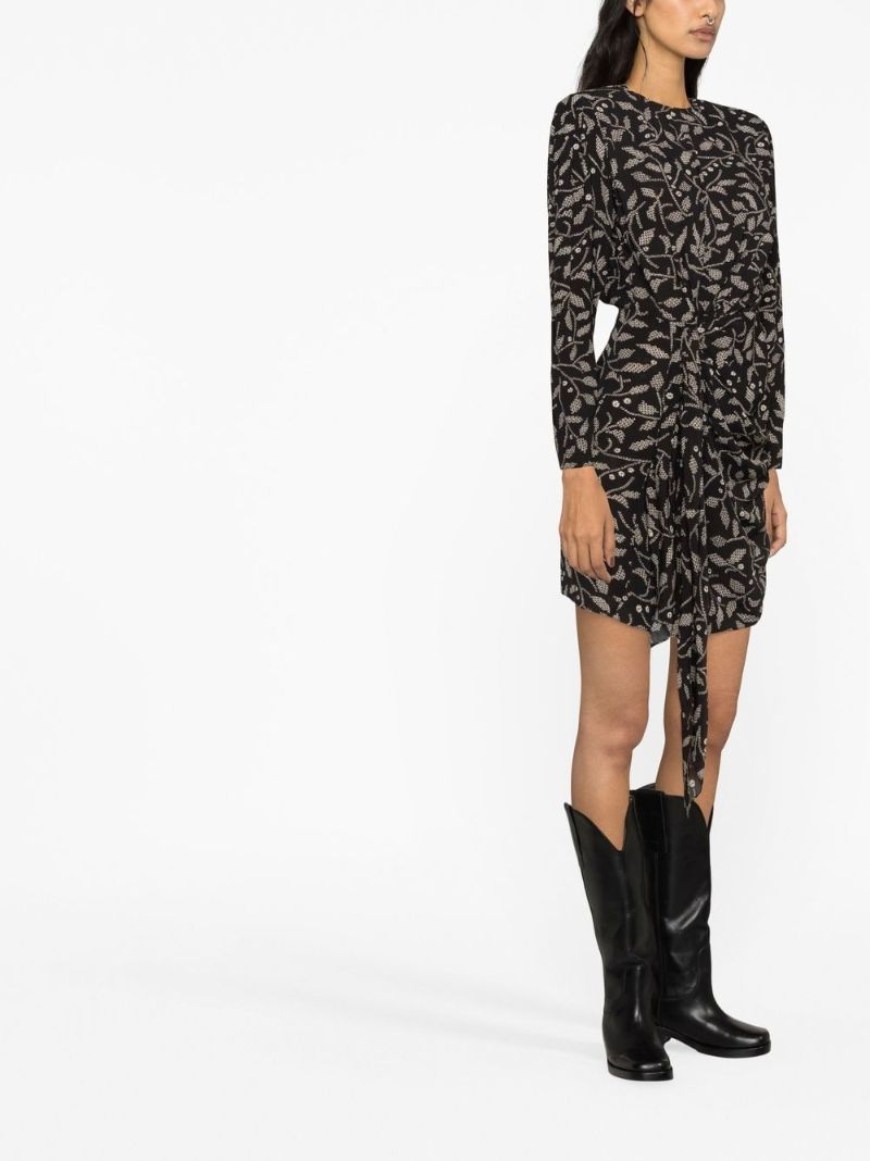 Black Floral Print Mini Dress