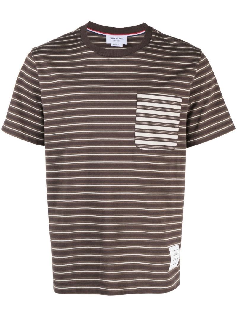 Brown Striped Cotton T-shirt