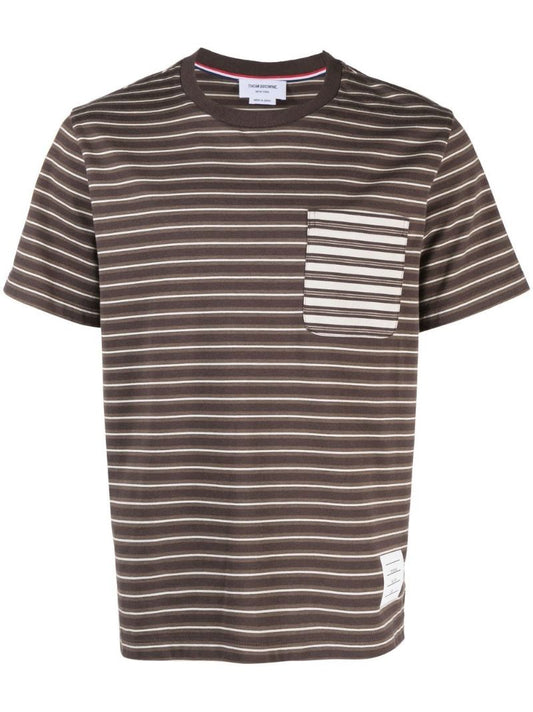 Brown Striped Cotton T-shirt