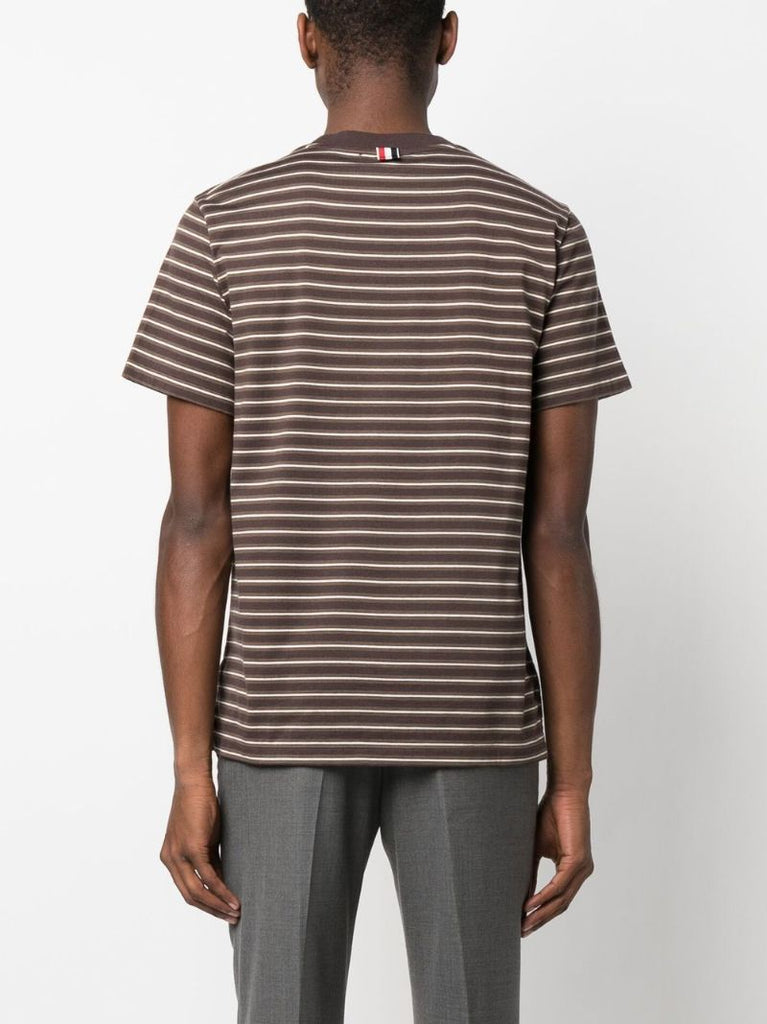 Brown Striped Cotton T-shirt