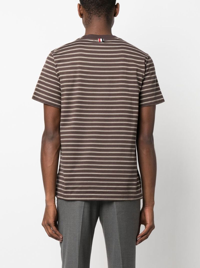 Brown Striped Cotton T-shirt