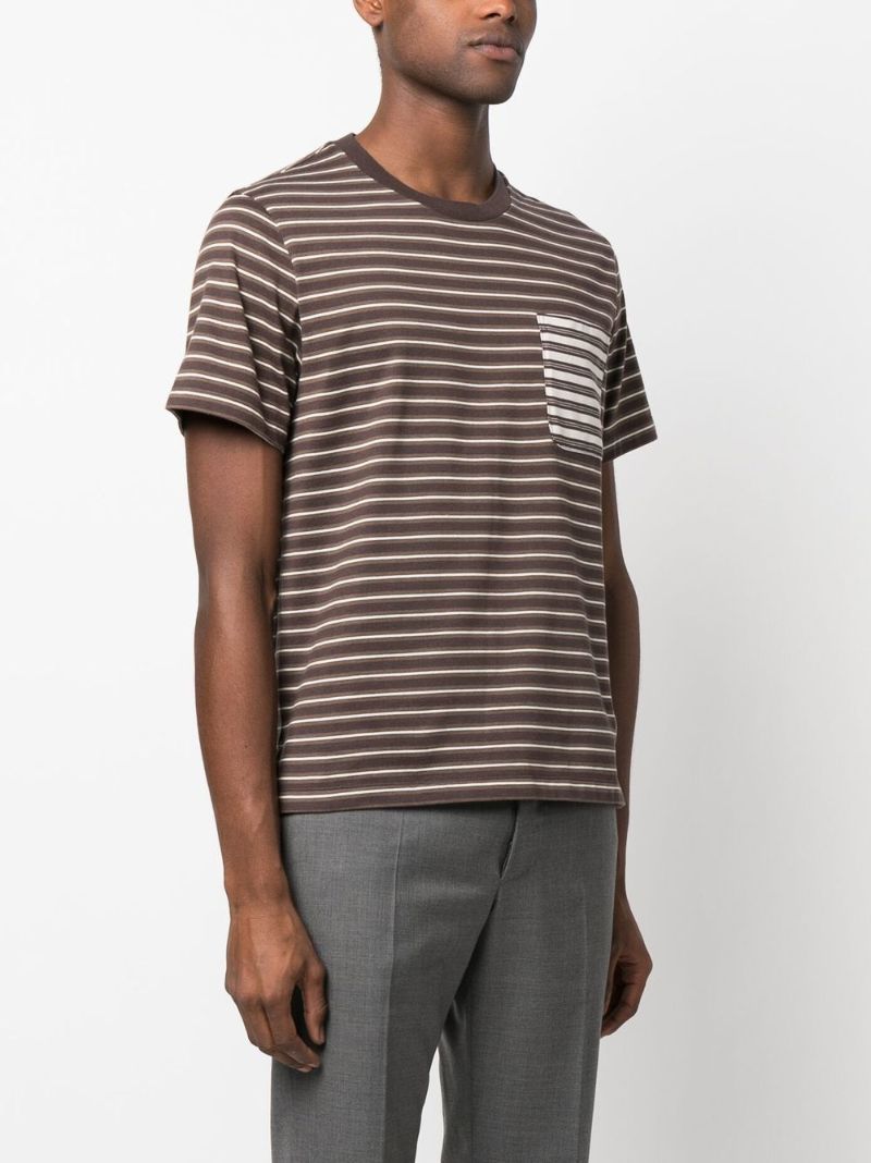 Brown Striped Cotton T-shirt