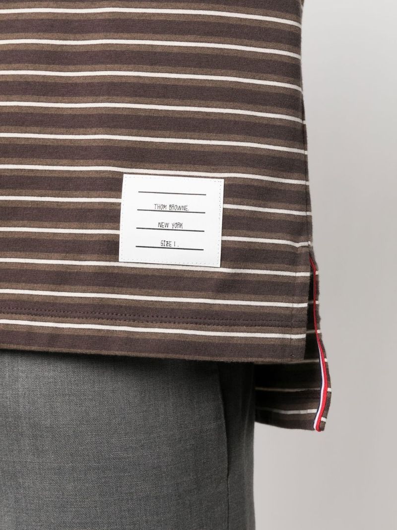 Brown Striped Cotton T-shirt