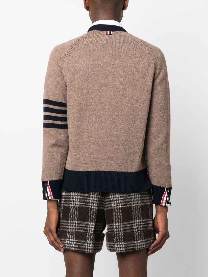Brown 4-bar Wool Cardigan
