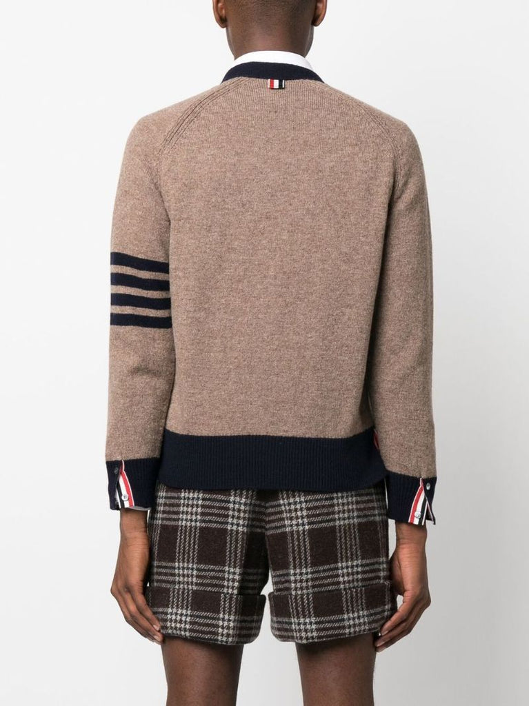 Brown 4-bar Wool Cardigan