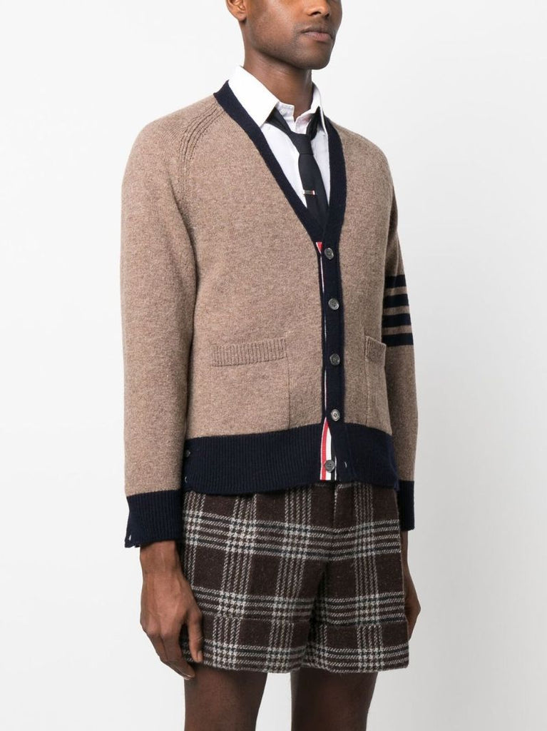 Brown 4-bar Wool Cardigan