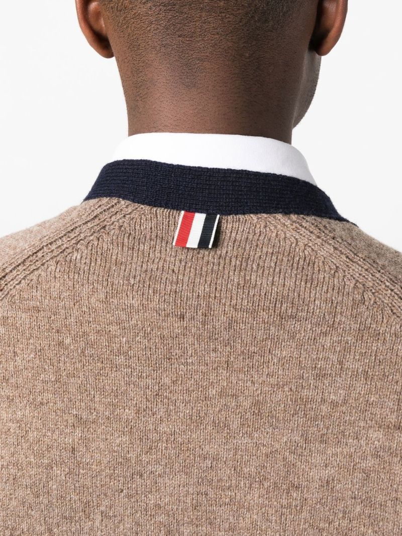 Brown 4-bar Wool Cardigan