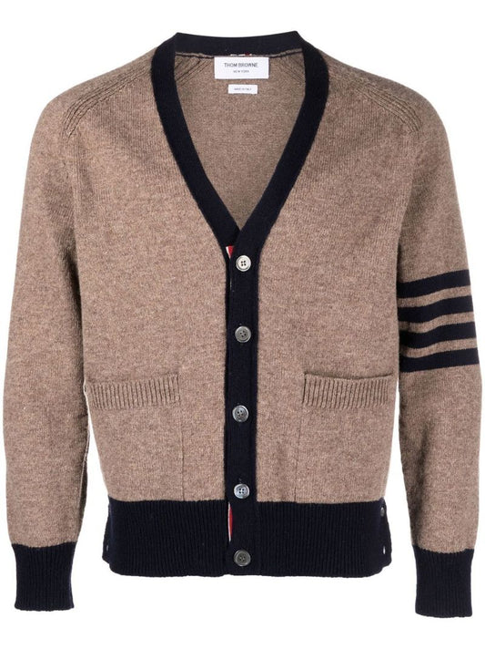 Brown 4-bar Wool Cardigan