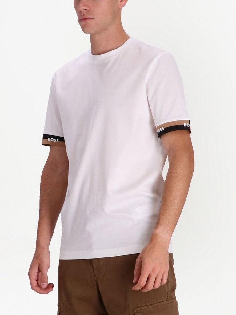 White Logo-band Cotton T-shirt