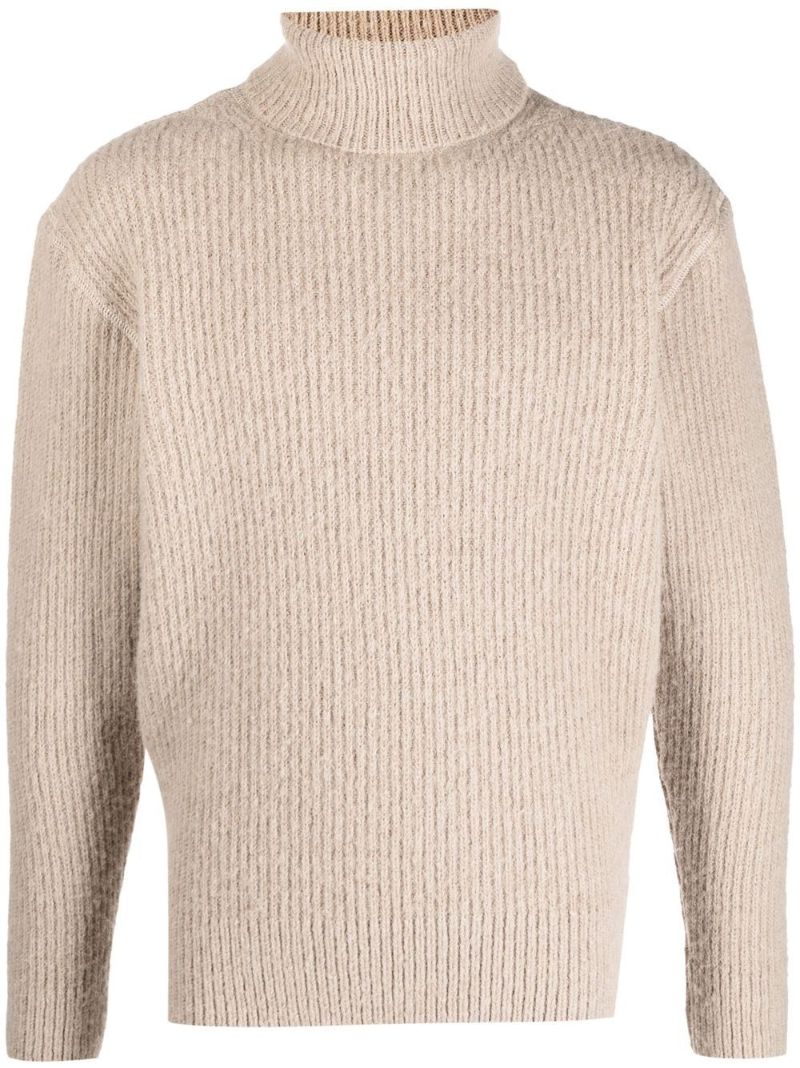 Neutral Submarine Ribbed Roll-neck Sweater
