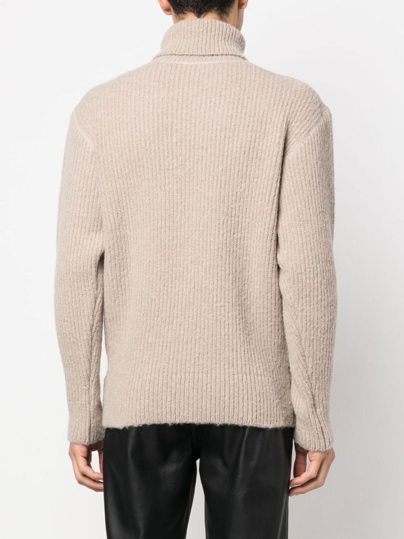 Neutral Submarine Ribbed Roll-neck Sweater