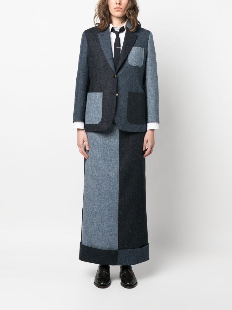 Blue Donegal Panelled Wool Blazer