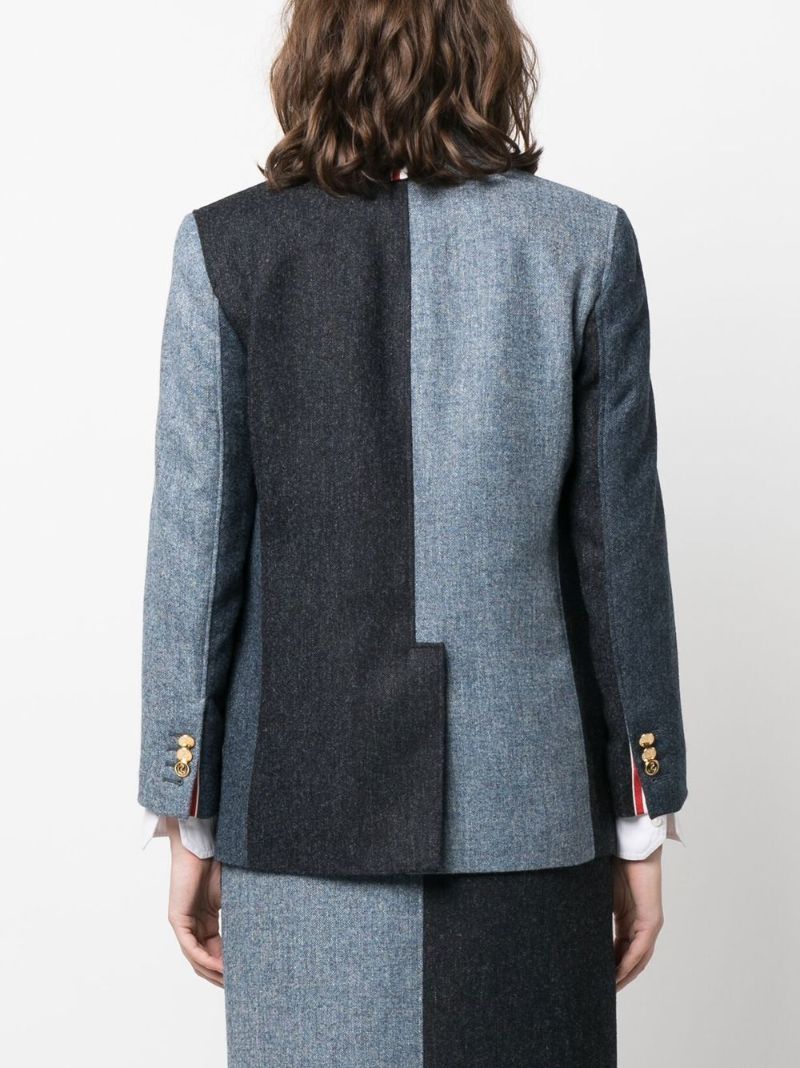 Blue Donegal Panelled Wool Blazer