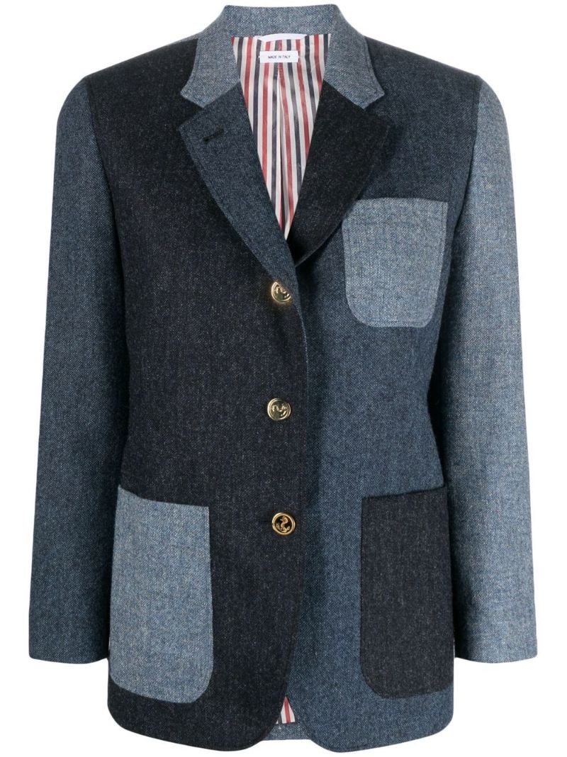 Blue Donegal Panelled Wool Blazer