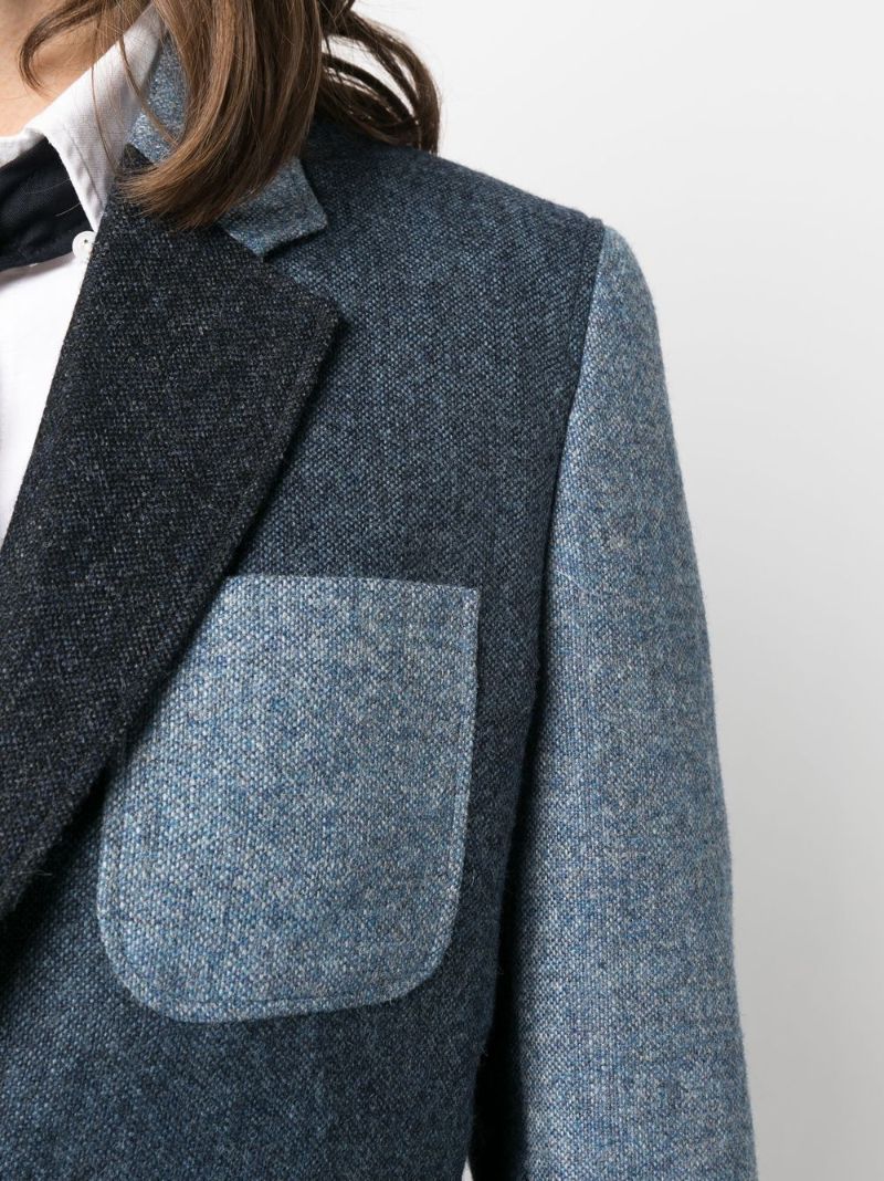 Blue Donegal Panelled Wool Blazer