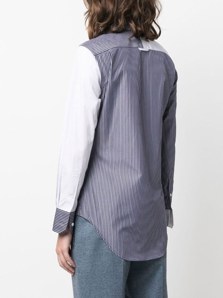 Blue Colourblock Pinstripe Shirt