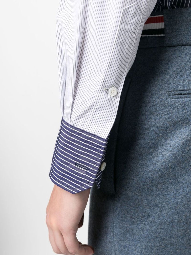 Blue Colourblock Pinstripe Shirt