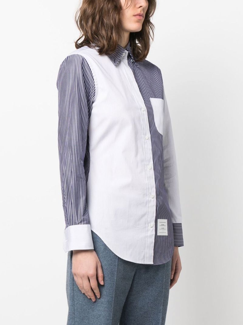 Blue Colourblock Pinstripe Shirt