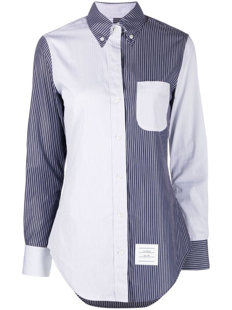 Blue Colourblock Pinstripe Shirt
