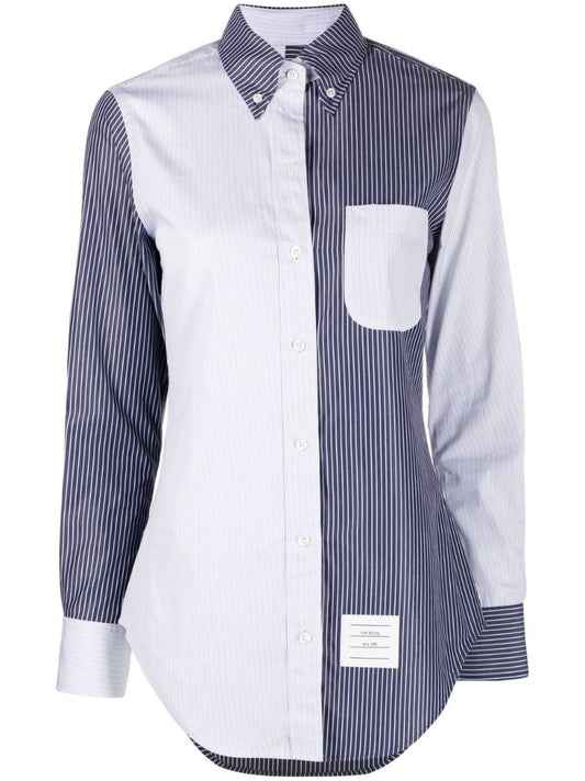 Blue Colourblock Pinstripe Shirt
