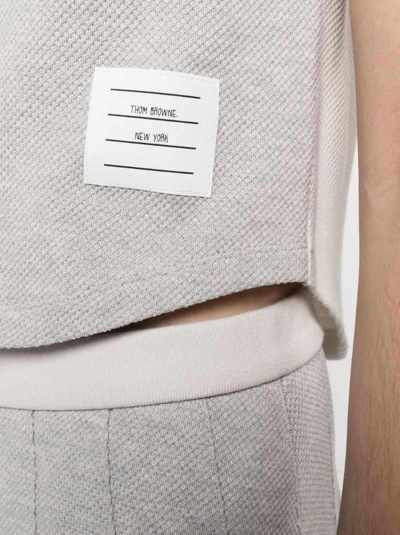 Grey Colourblock Sleeveless Polo Top