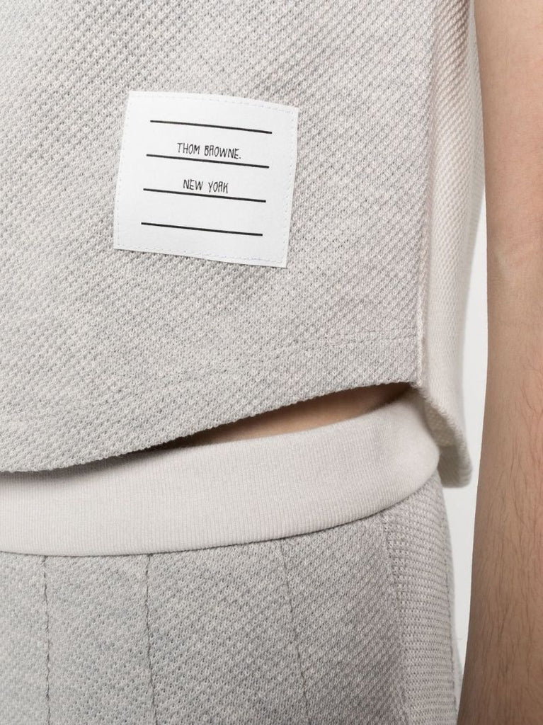 Grey Colourblock Sleeveless Polo Top