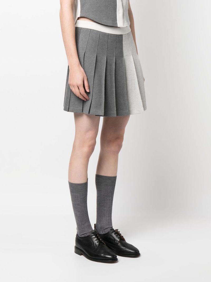 Grey Two-tone Pleated Skirt